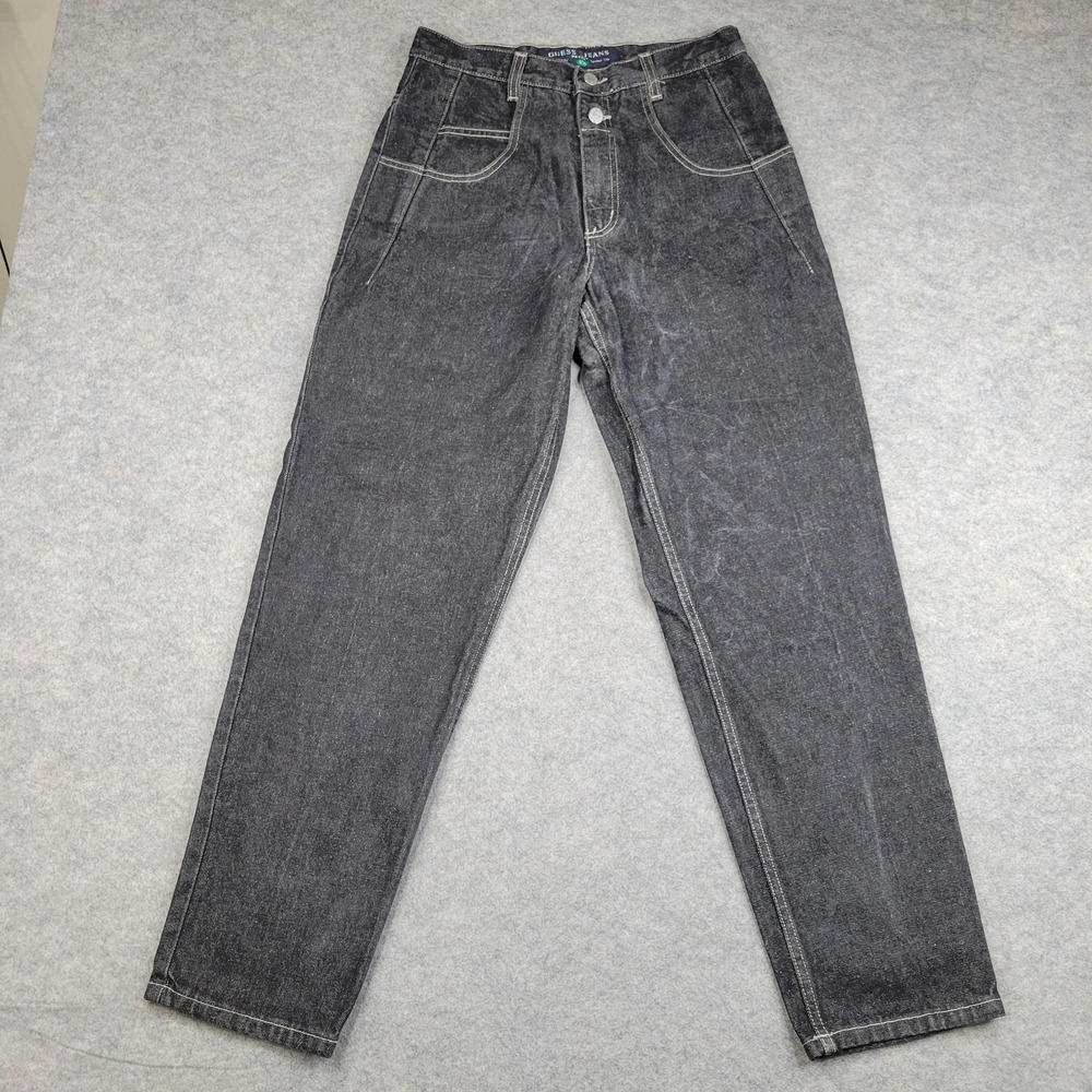 Vintage Guess Jeans Mens 30x30 Pascal Charcoal Gray Tapered‎ Leg Denim USA